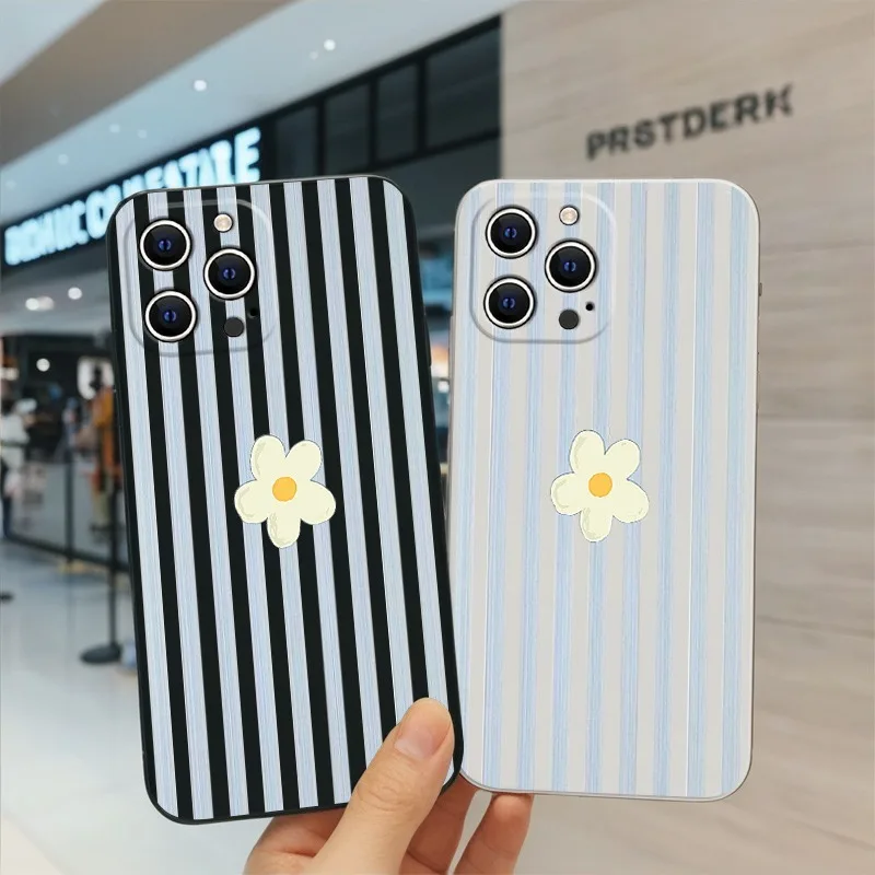 Phone Cases Xr Iphone - Stripes Flower Korean Phone Case for