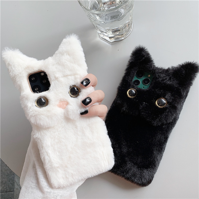 3D Cute Cartoon Cat Furry Plus - Phone Cases For Iphone 16 review and price