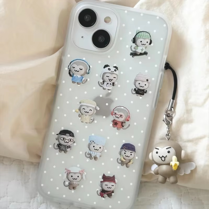Simple Kawaii Monkey White Pol - Phone Cases Iphone 13 review and price
