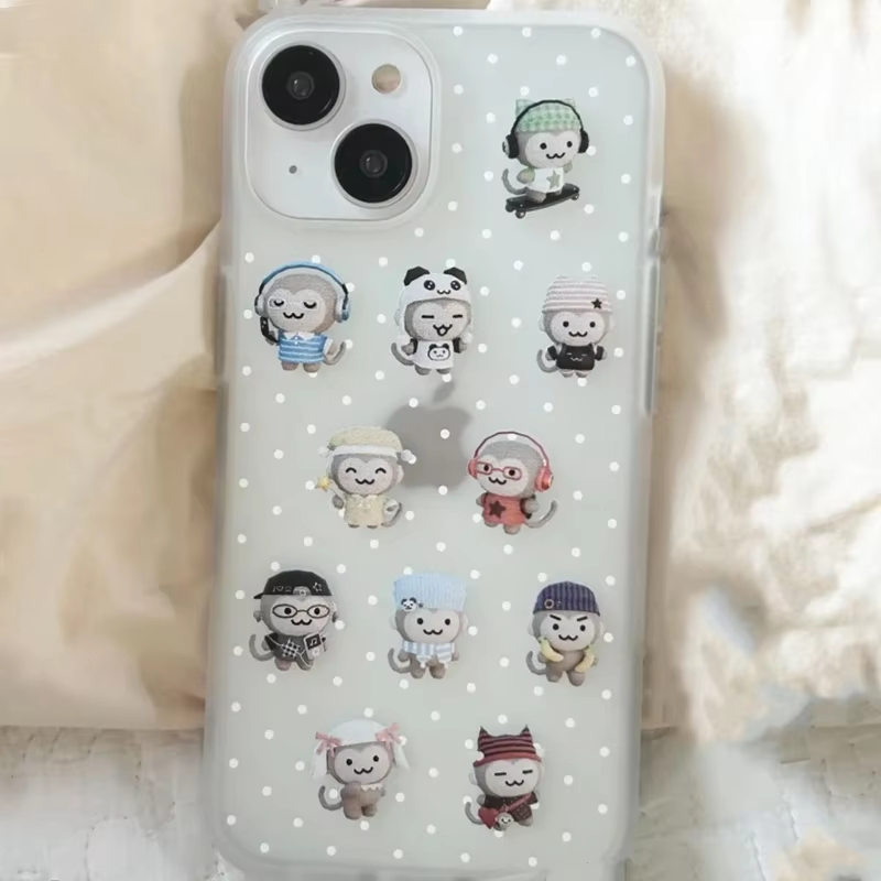 Simple Kawaii Monkey White Pol - Phone Cases Iphone 13 review and price